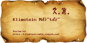 Klimstein Máté névjegykártya